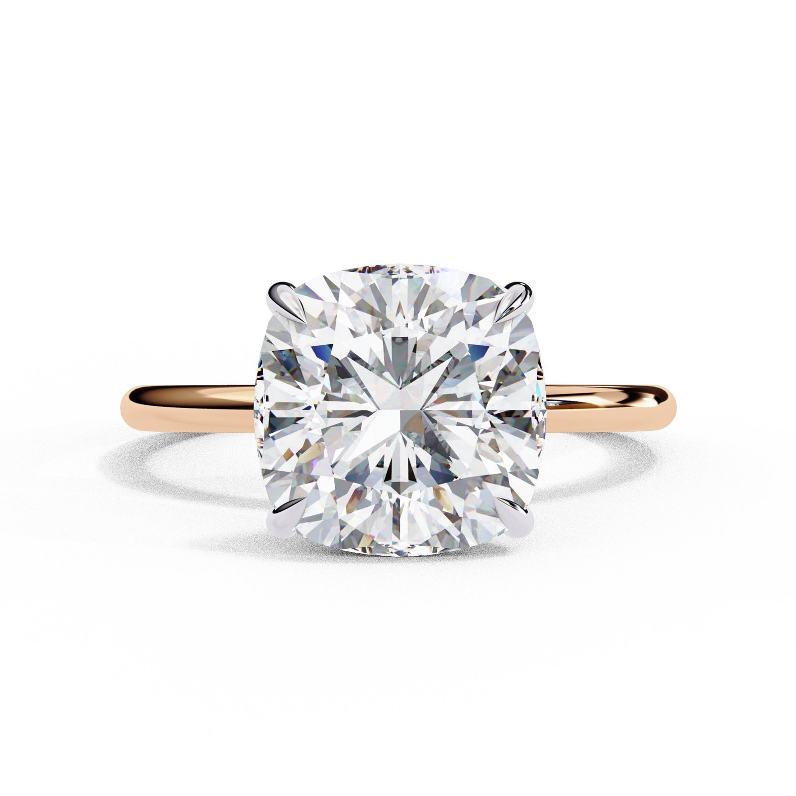 Cushion Cut Solitaire Hidden Halo Engagement Ring